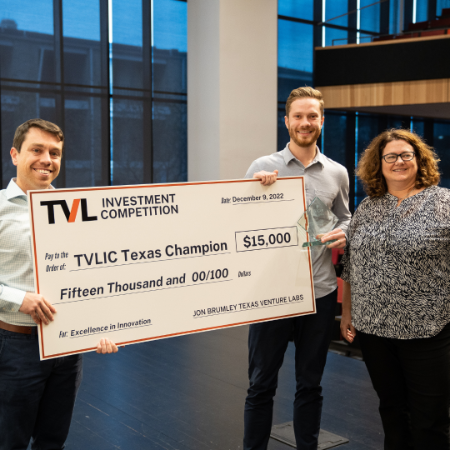 Outmore Living wins the Fall 2022 TVL Investment Competition on Friday, December 9, 2022. Photo by Lauren Gerson.