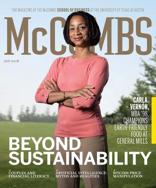 Cover of McCombs Magazine showing Carla Vernon