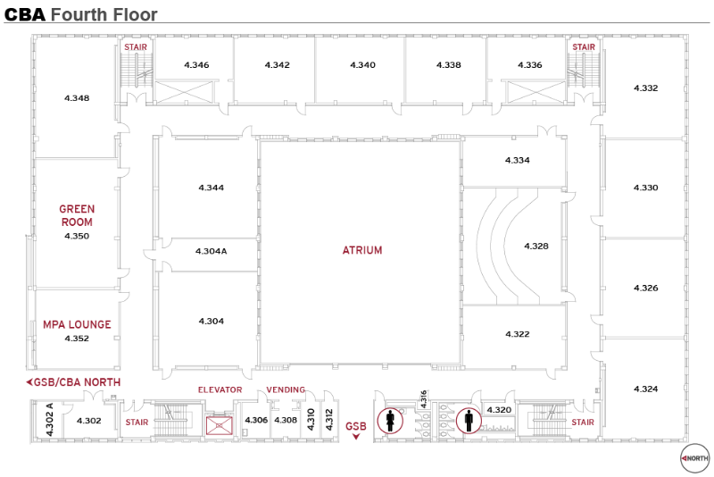 Map of CBA building fourth floor