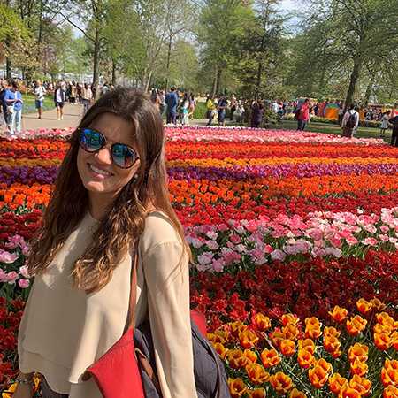 Student Abroad with Tulips