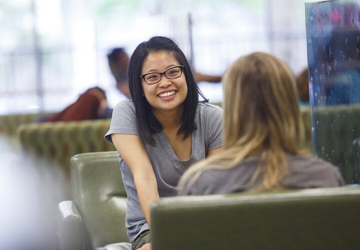 Students having a conversation