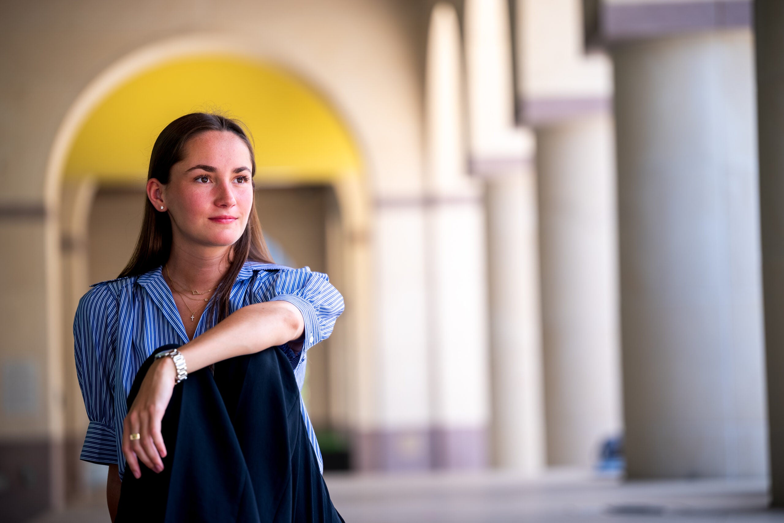 Claire Watson sitting outside Blanton