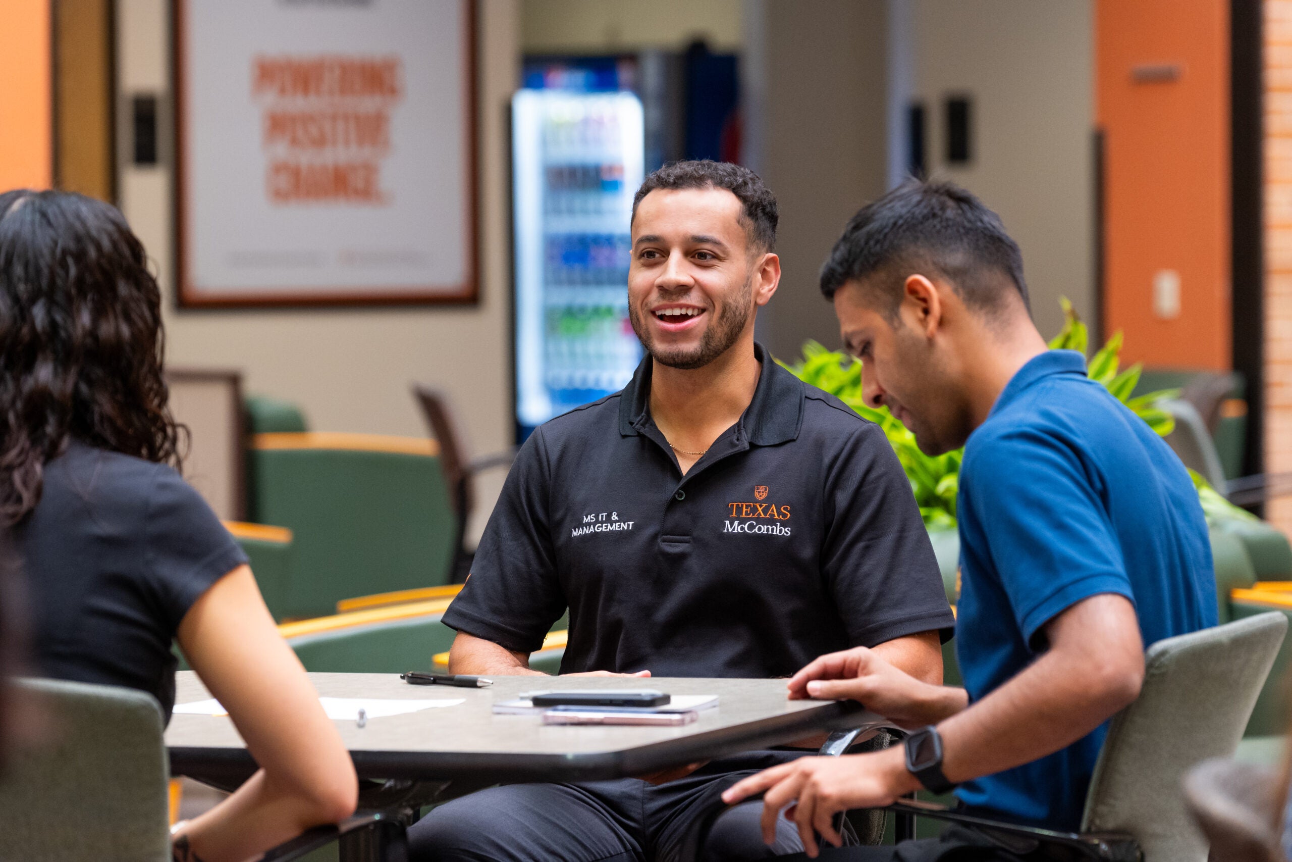 Students in the Information, Risk, and Operations Management (IROM) department attend an MSITM info session