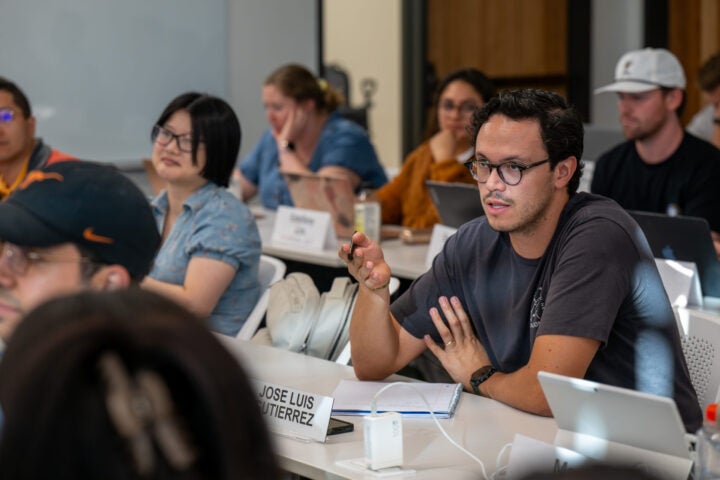 Group of students attending class