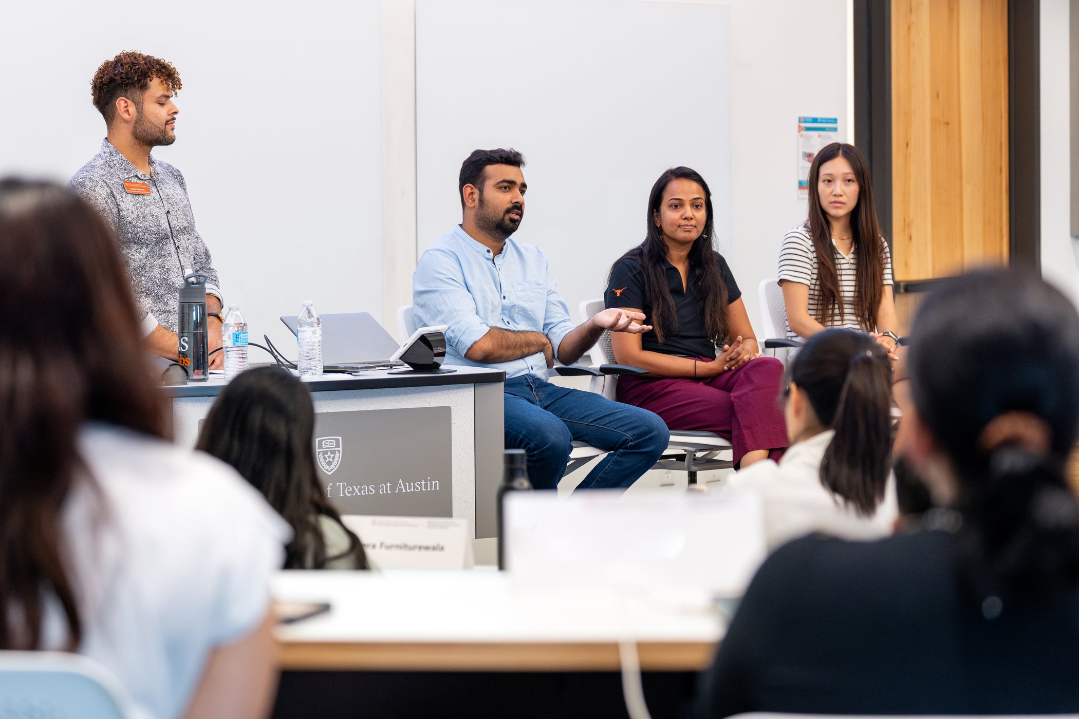 Students in the Information, Risk, and Operations Management (IROM) department attend an MSITM info session